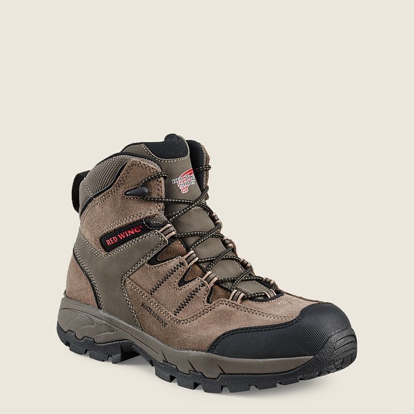 Mens Red Wing Truhiker - 6-inch Waterproof Safety Toe - Hiking Boots Grey Brown - GQN956471